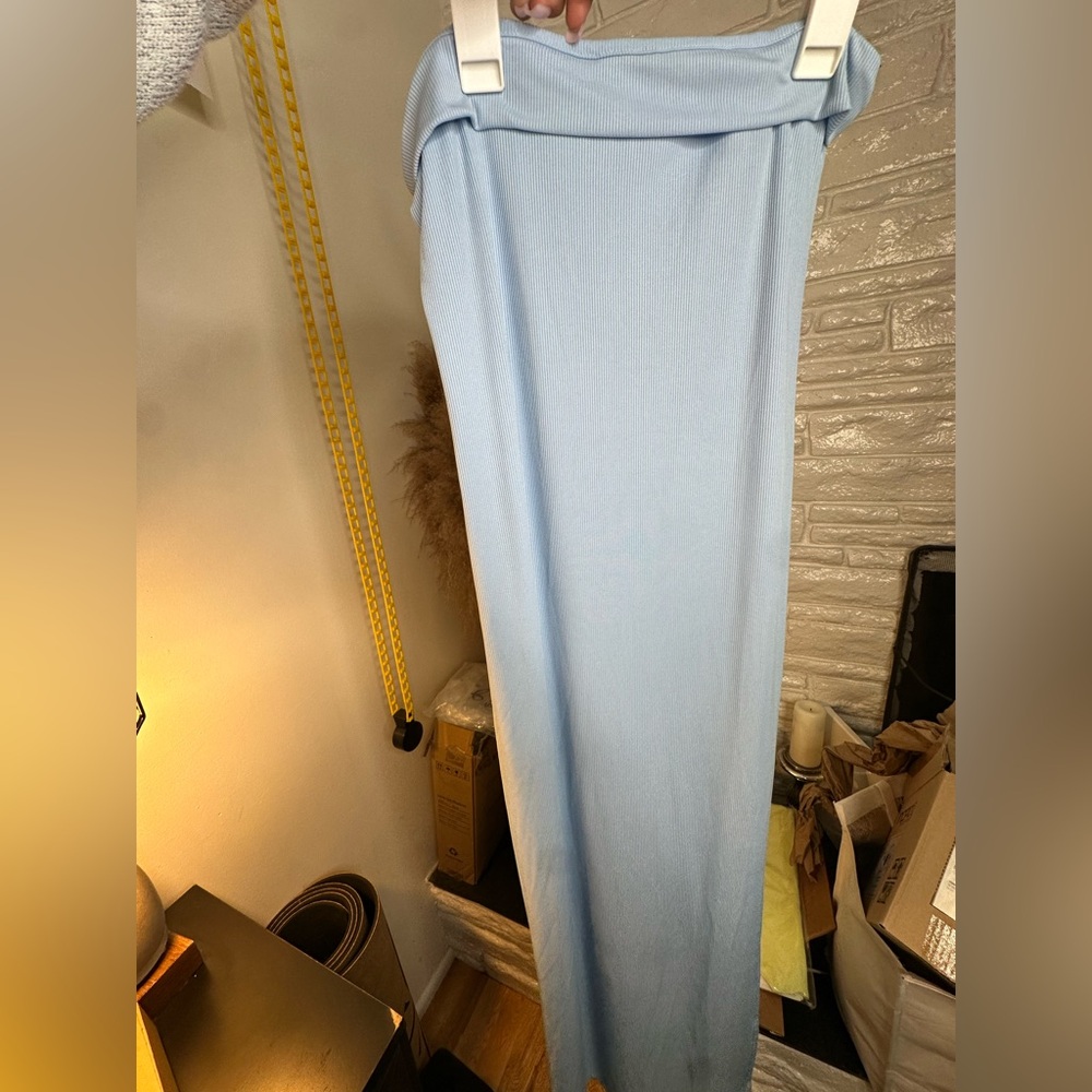 Light Blue Women's tube dress with slit. NEW